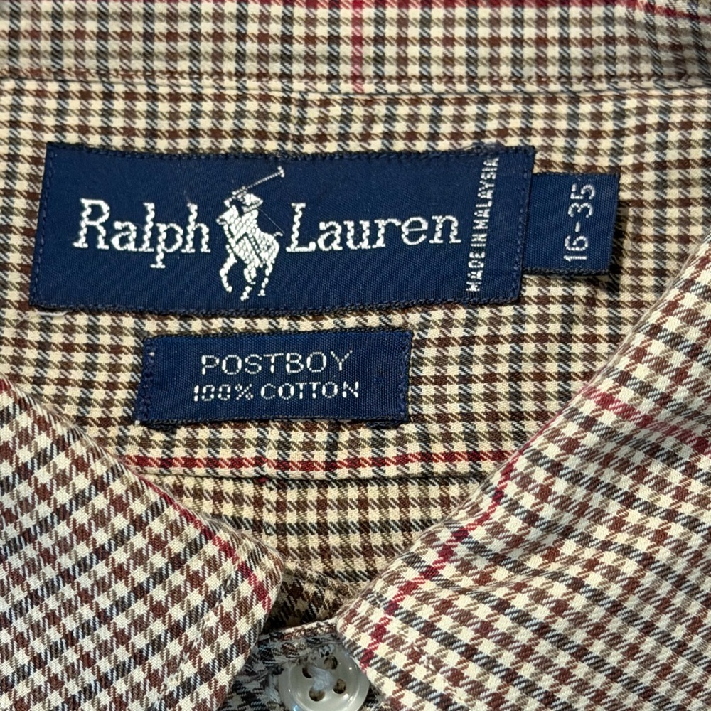 Polo Ralph Lauren Postboy Cotton Button Up Plaid Long Sleeve Mens 16-35 - Picture 3 of 8